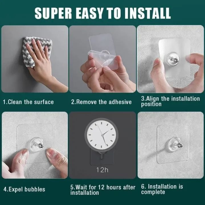 10pcs Strong Self Adhesive Punch Free Wall Hooks - Cartiva7