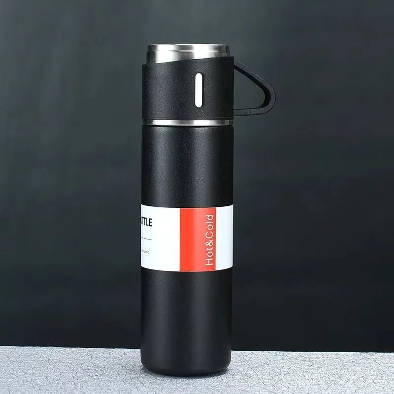 3-in-1 Steel Vacuum Flask Set 500ml 12 Hour Lasting Hot & Cool - Cartiva7