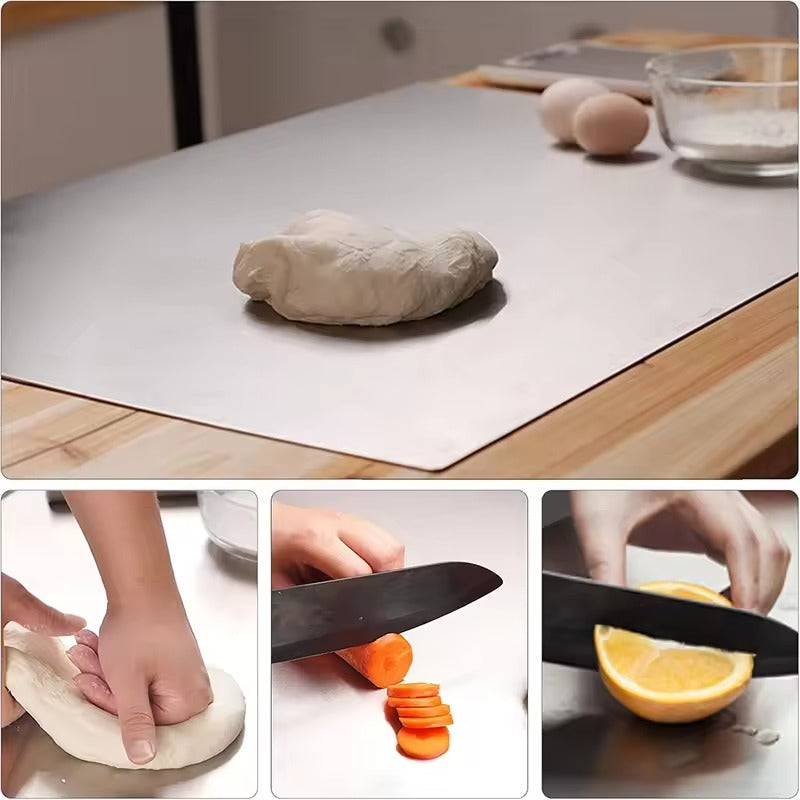 Stainless Steel Chopping Board Double Panel Cutting Board Vegetable Fruit Meat Dough Baking Chopping Board Kitchenware - Cartiva7