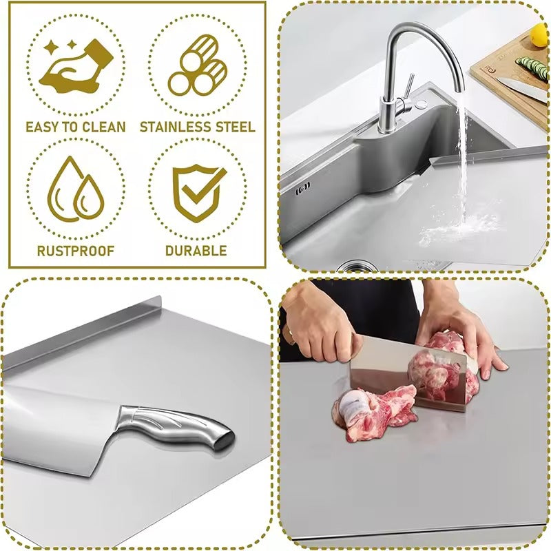 Stainless Steel Chopping Board Double Panel Cutting Board Vegetable Fruit Meat Dough Baking Chopping Board Kitchenware - Cartiva7