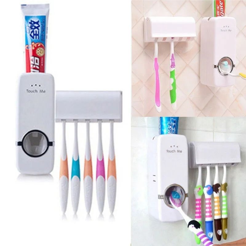 Toothpaste Dispenser With 5 Brush Holder Wall Mounted - Cartiva7