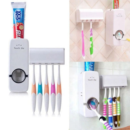 Toothpaste Dispenser With 5 Brush Holder Wall Mounted - Cartiva7