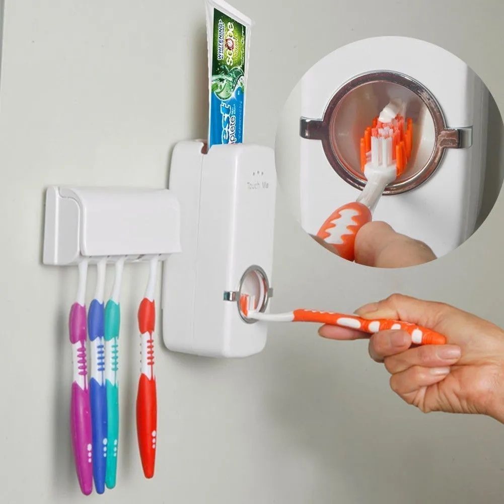 Toothpaste Dispenser With 5 Brush Holder Wall Mounted - Cartiva7