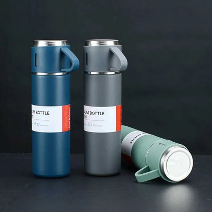 3-in-1 Steel Vacuum Flask Set 500ml 12 Hour Lasting Hot & Cool - Cartiva7