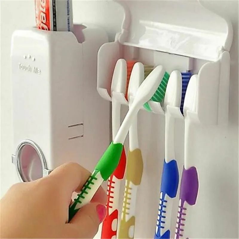Toothpaste Dispenser With 5 Brush Holder Wall Mounted - Cartiva7