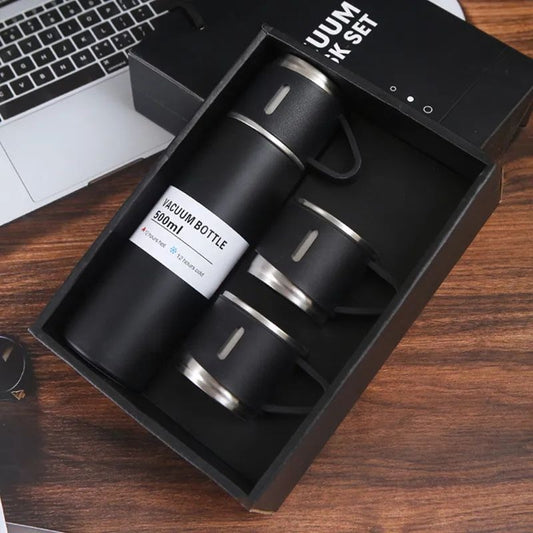 3-in-1 Steel Vacuum Flask Set 500ml 12 Hour Lasting Hot & Cool - Cartiva7